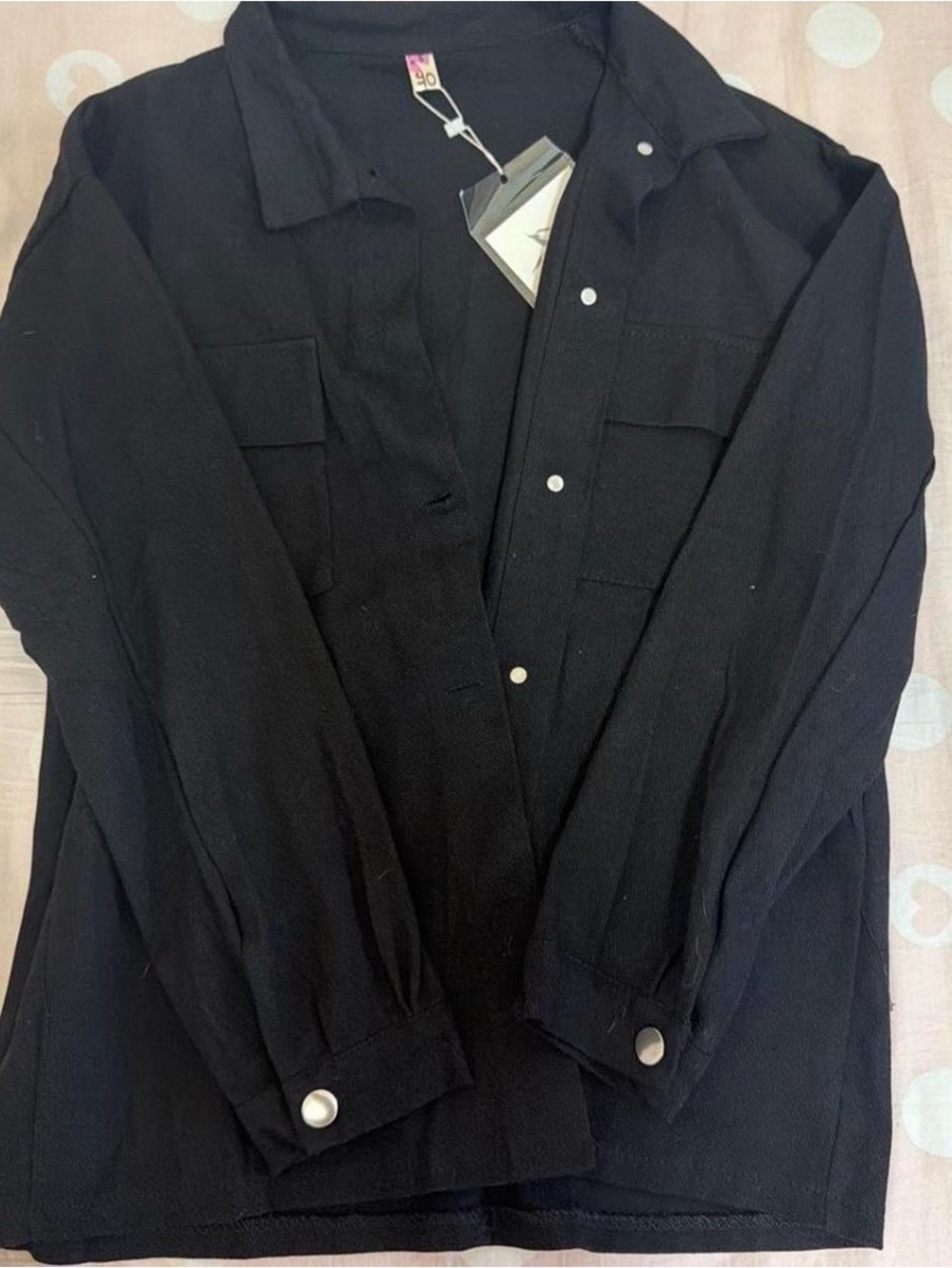 YesStyle Men's Black Lightweight Overshirt with Snap Buttons